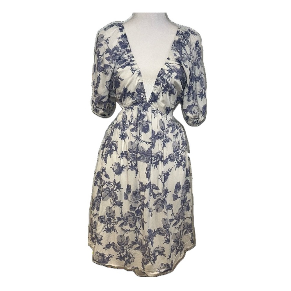 Bardot, Blue & White Floral Cutout Mini Dress Cotton, Size M EUC - Picture 4 of 16